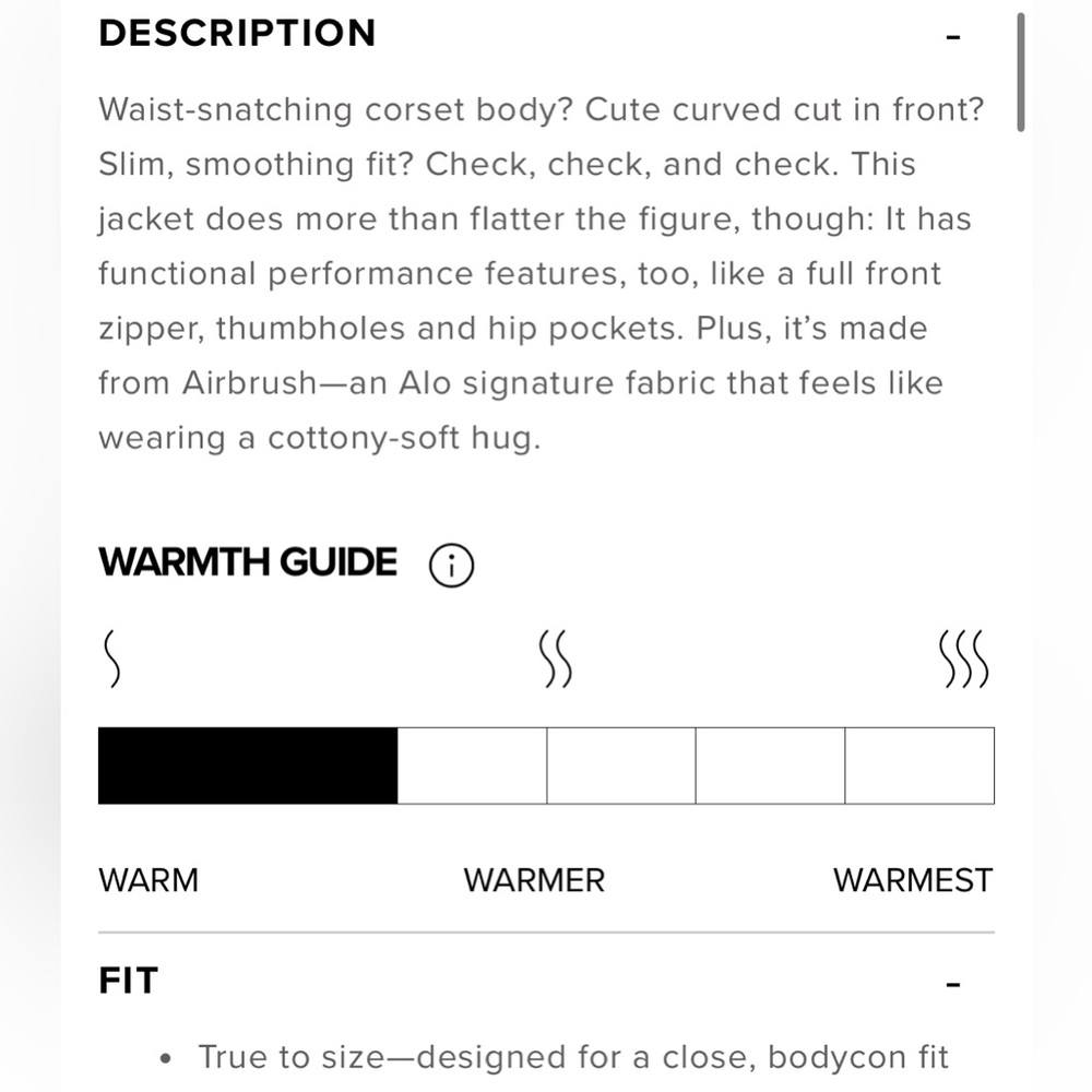 NWT Alo Yoga Airbrush Corset Full Zip Jacket Size Small Black Athleisure - Picture 11 of 14